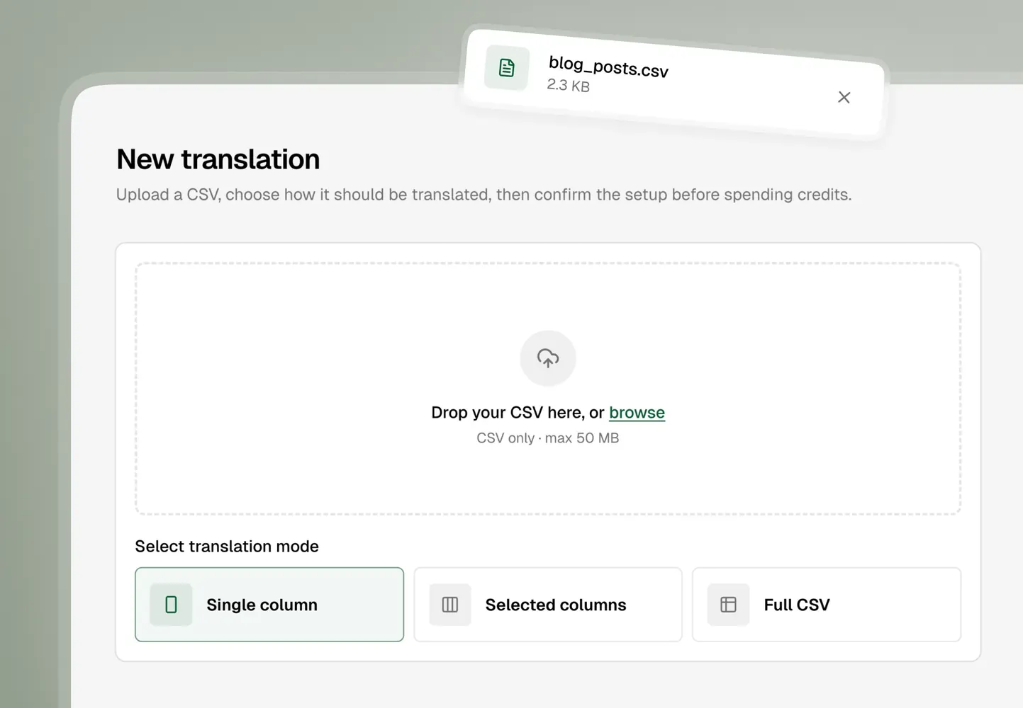 Upload your CSV file