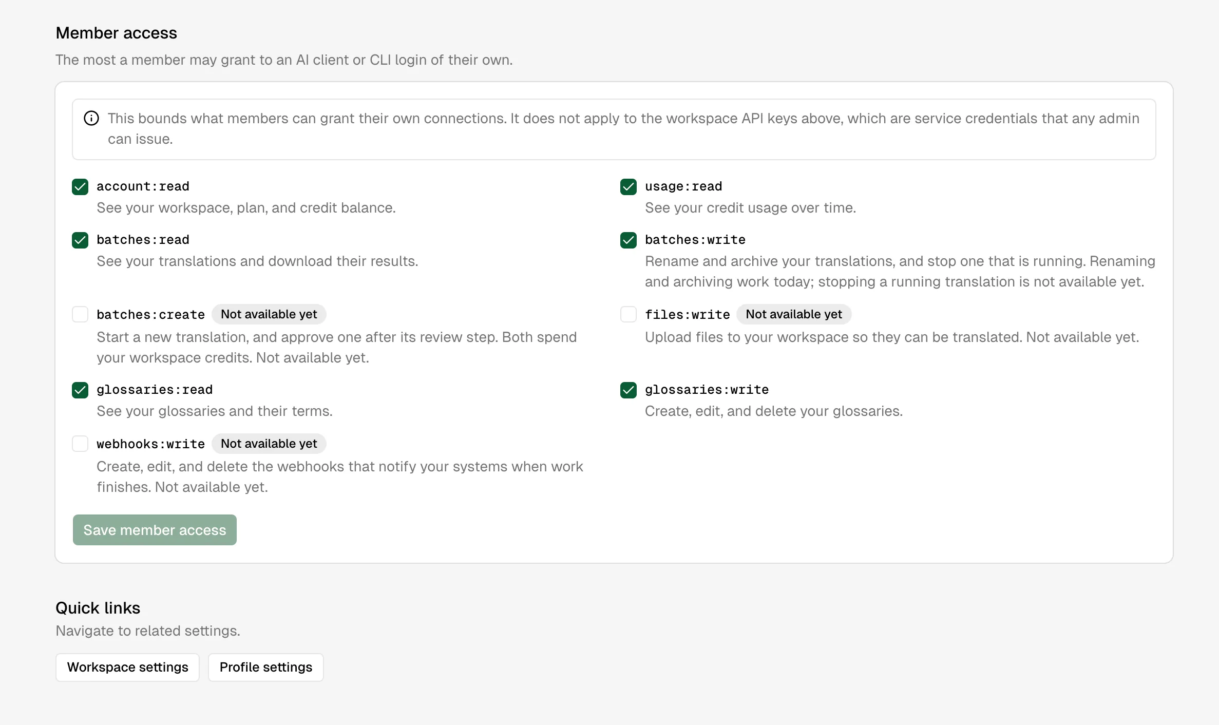 Member access scope policy
