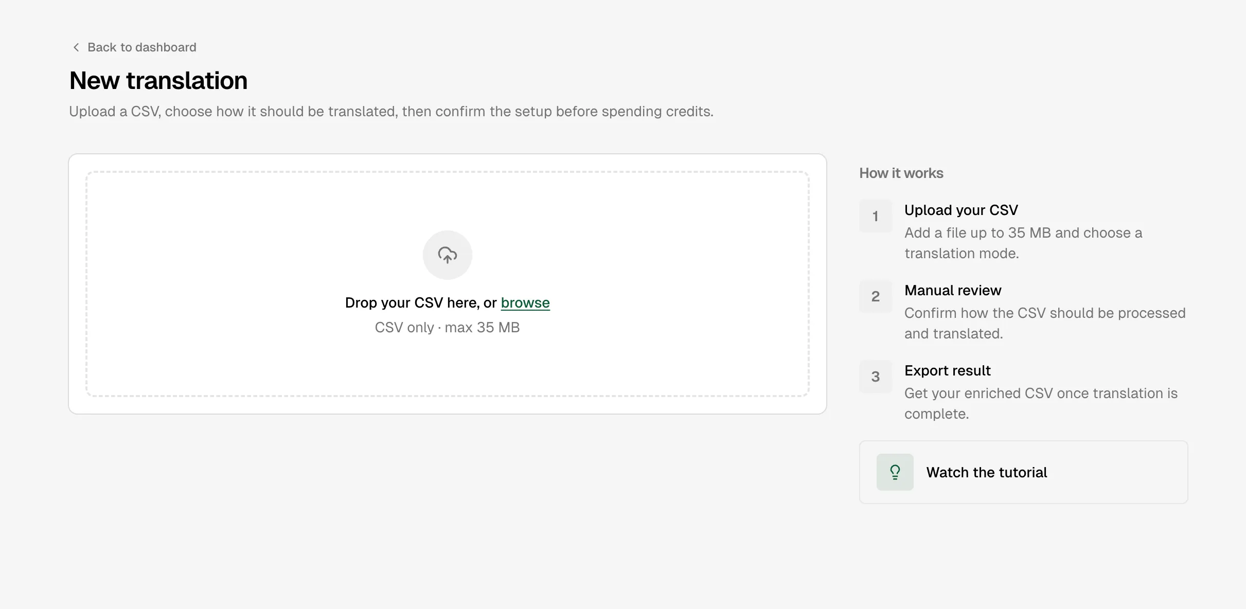 CSV upload drop zone